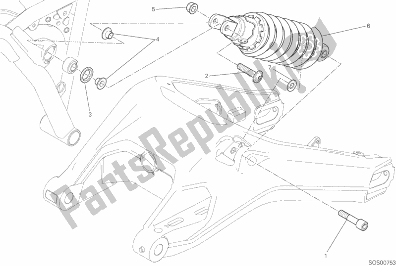 All parts for the Sospensione Posteriore of the Ducati Scrambler Classic Thailand USA 803 2018